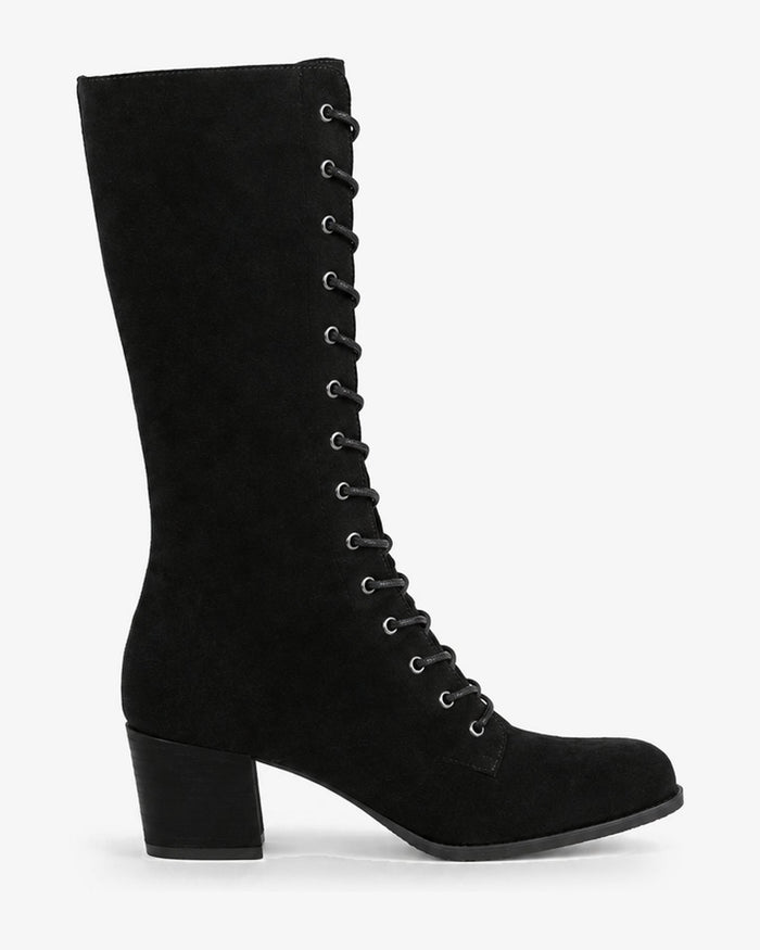Bottines à lacets femme rétro victorienne, talon bloc, santiags — Inès