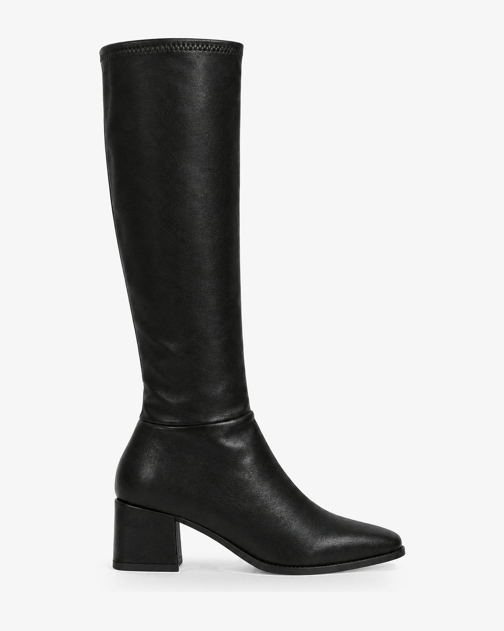 Bottes hautes femme aspect cuir lisse Adèle — Noir, vue de profil