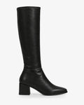 Bottes hautes femme aspect cuir lisse Adèle — Noir, vue de profil