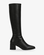 Bottes hautes femme aspect cuir lisse Adèle — Noir, vue de profil