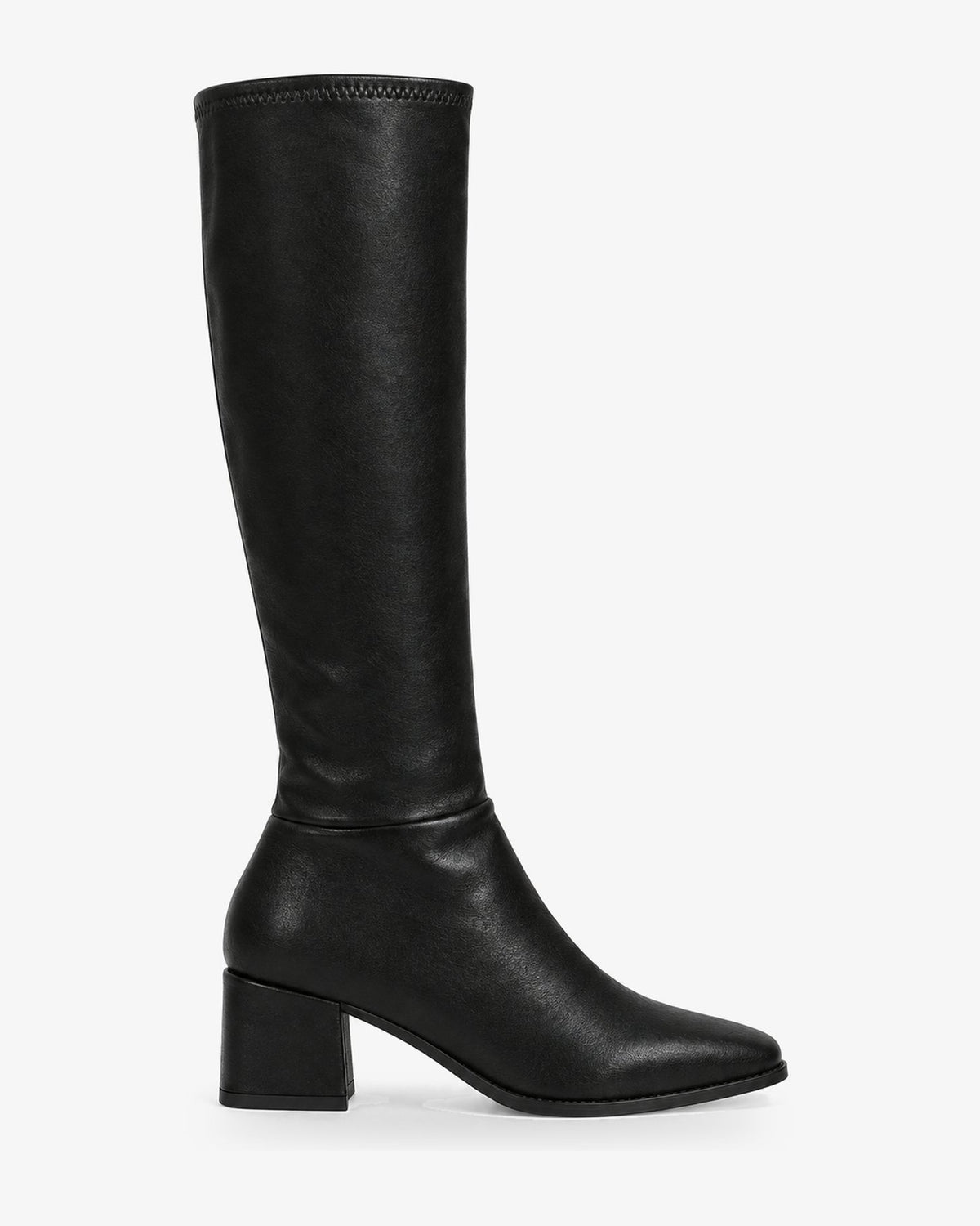 Bottes hautes femme aspect cuir lisse Adèle — Noir, vue de profil