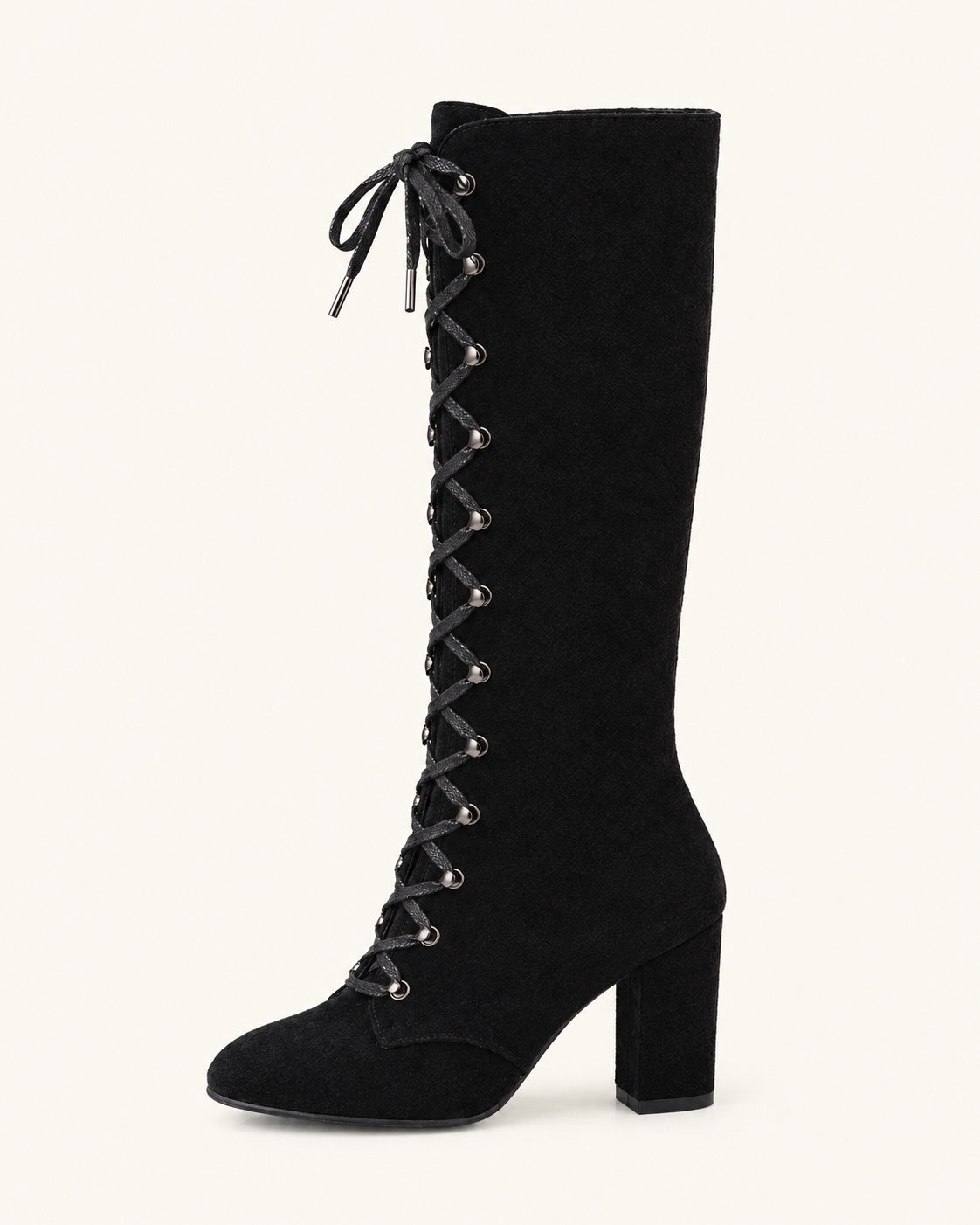 Bottes Léna noir, vue de profil : tige au genou et talon bloc