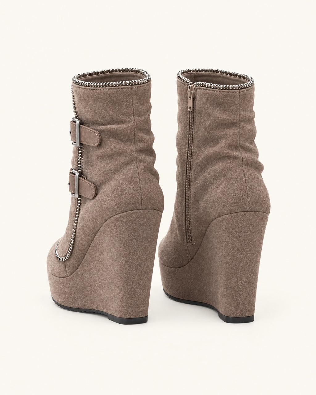 Bottines Juliette kaki, vue arrière avec zip intérieur