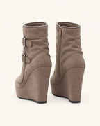Bottines Juliette kaki, vue arrière avec zip intérieur