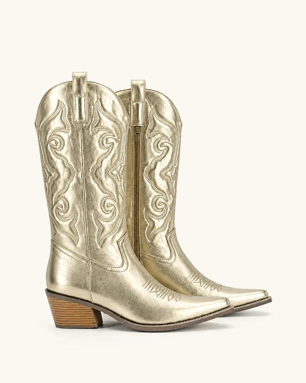 Bottines santiags métallisées dorées femme — Gloria