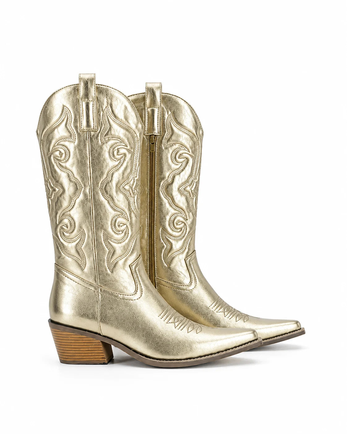 Bottines santiags métallisées dorées femme — Gloria