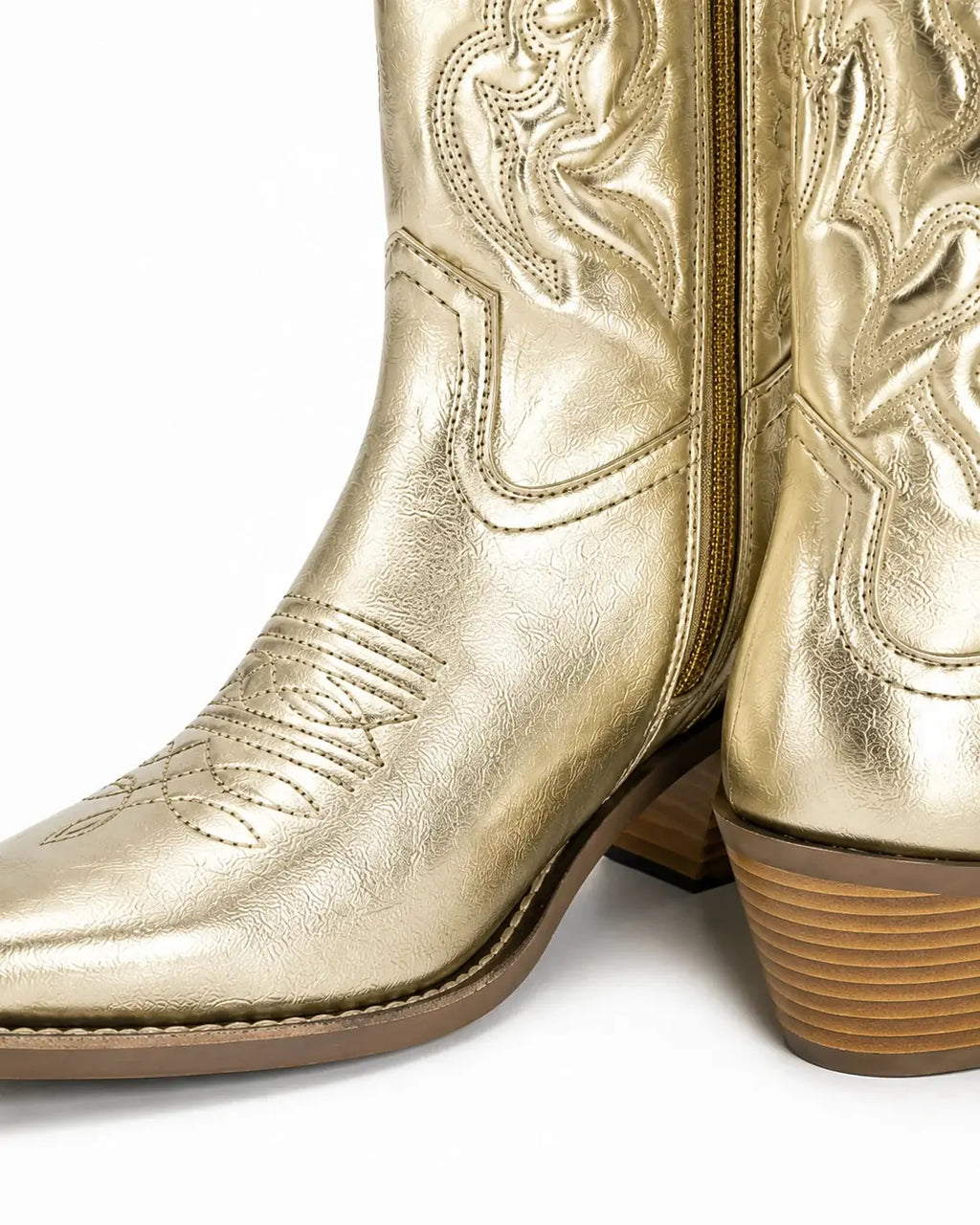 Bottines santiags métallisées dorées femme — Gloria
