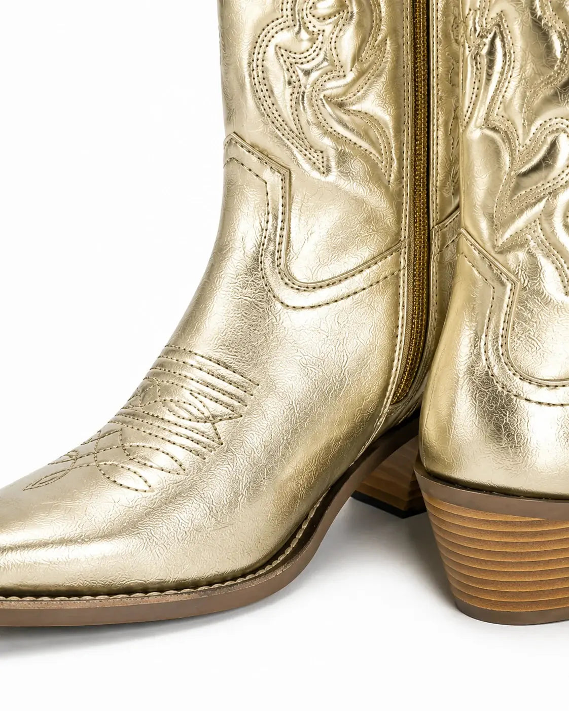 Bottines santiags métallisées dorées femme — Gloria