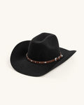 Chapeau cowboy en feutre noir à bande cloutée