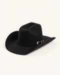 Chapeau cowboy en feutre noir à boucle argentée