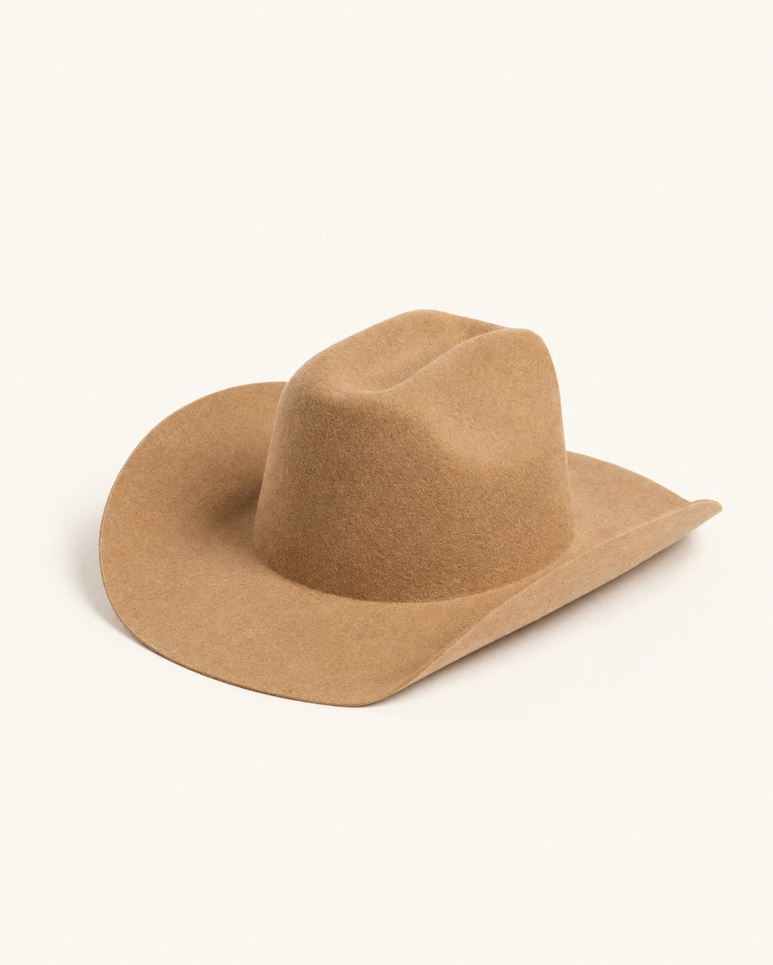 Chapeau cowboy en feutre camel uni, sans bande