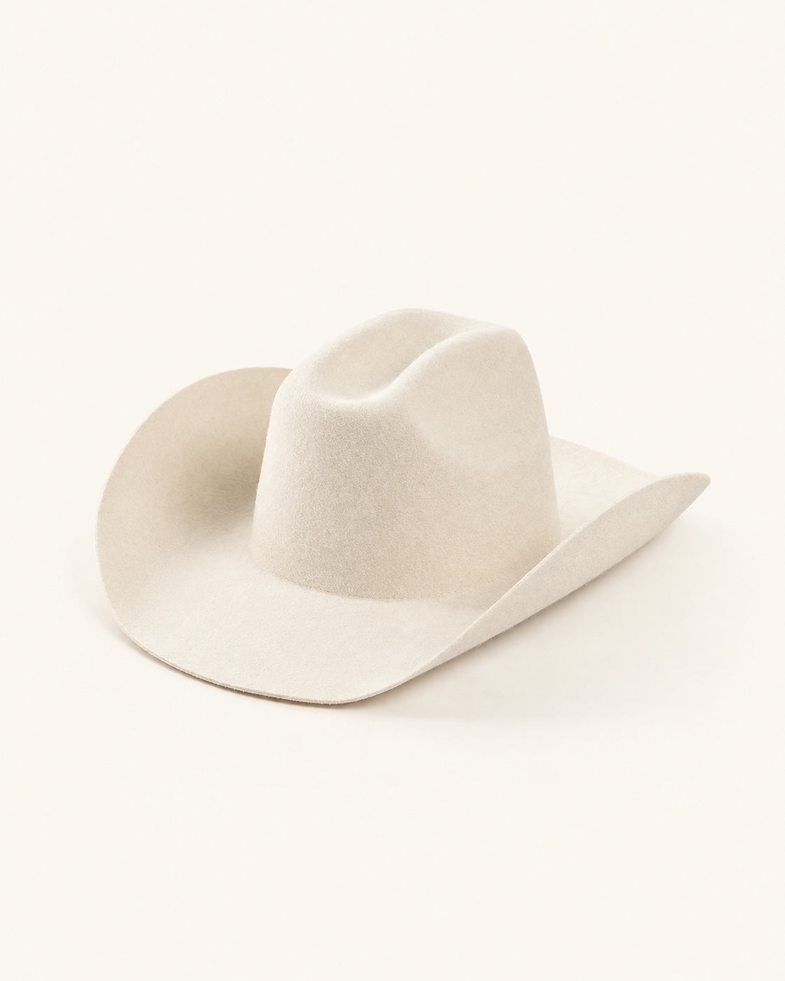 Chapeau cowboy en feutre crème uni, sans bande
