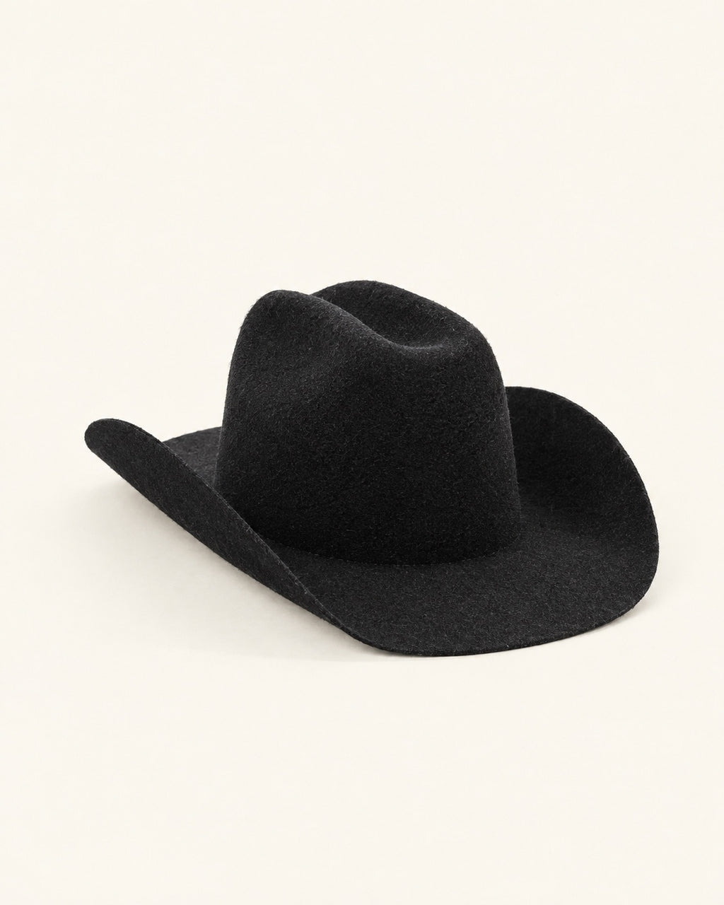 Chapeau cowboy en feutre noir uni, autre angle