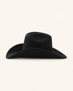 Chapeau cowboy en feutre noir uni, vue de profil