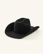 Chapeau cowboy en feutre noir uni, sans bande