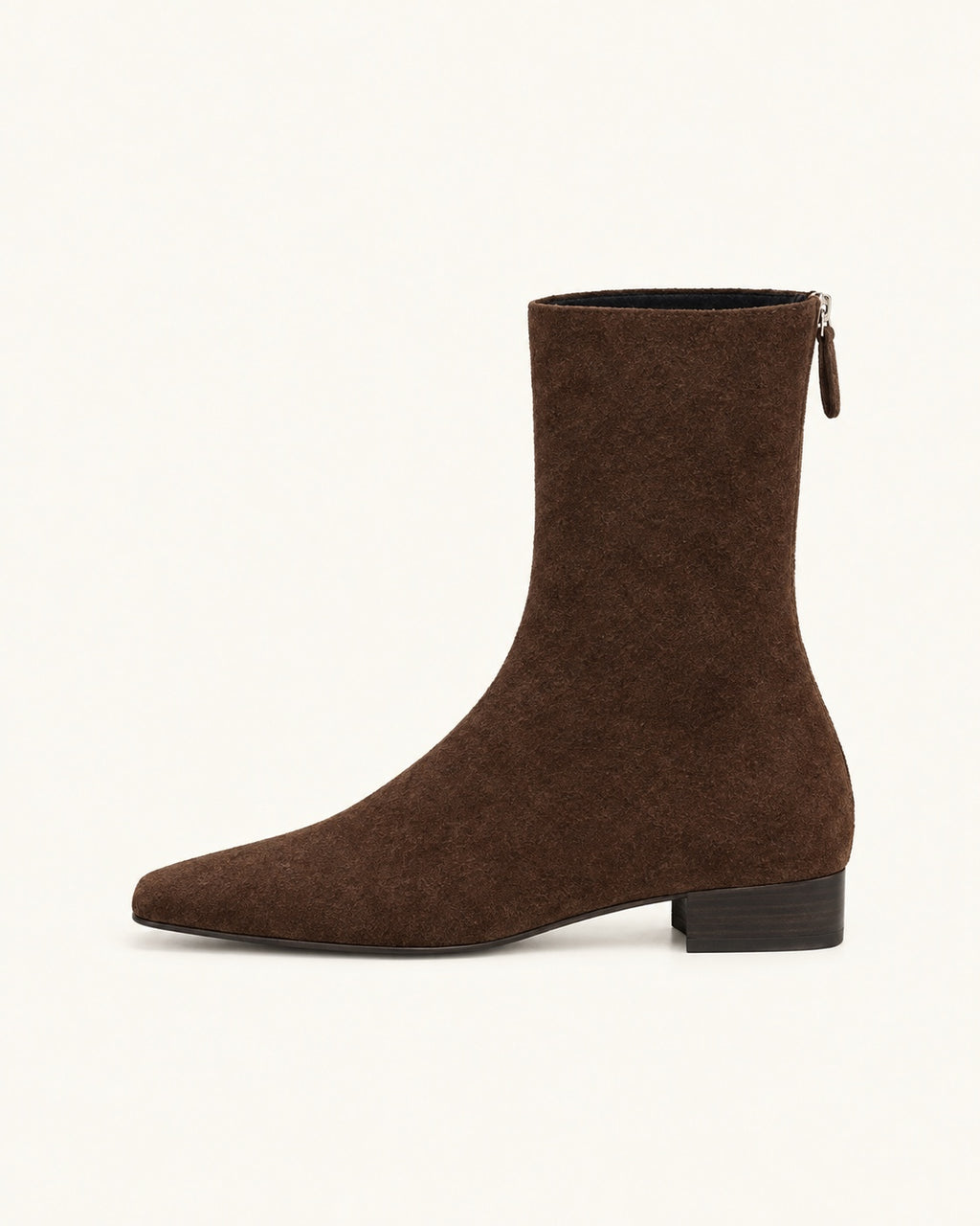 Bottines Colette marron, vue de profil : bout carré et petit talon