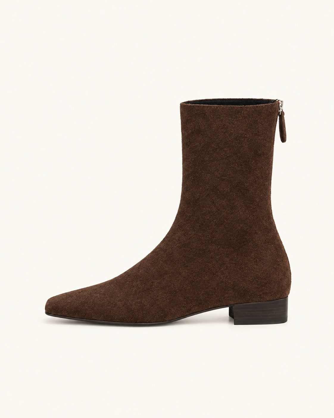 Bottines Colette marron, vue de profil : bout carré et petit talon