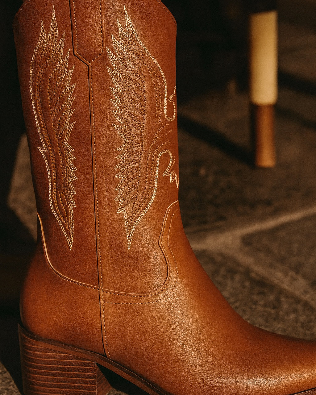 Détail matière et talon — santiags Dakota
