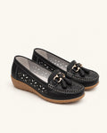 Mocassins compensés ajourés aspect cuir — Iris, noir