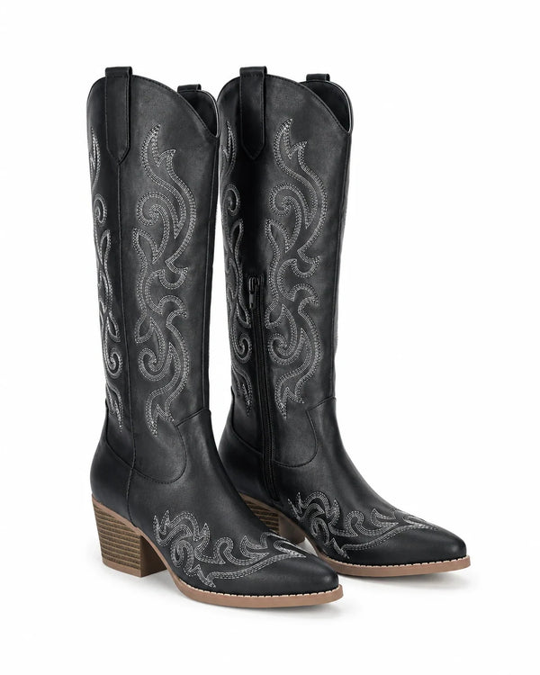 Santiags brodées talon block femme — Talia