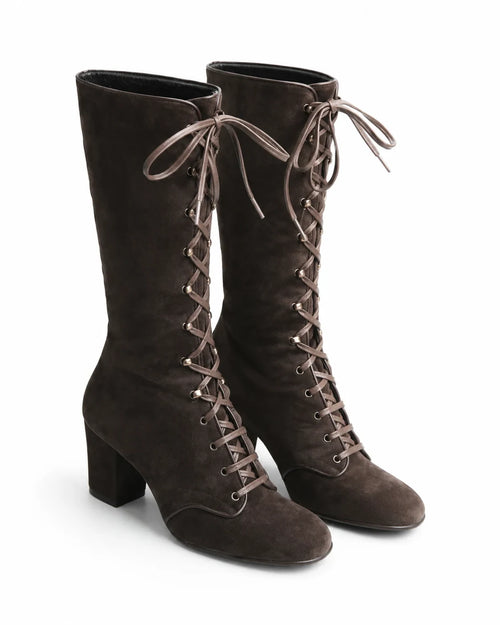 Santiags cavalières aspect daim à lacets femme — Margaux