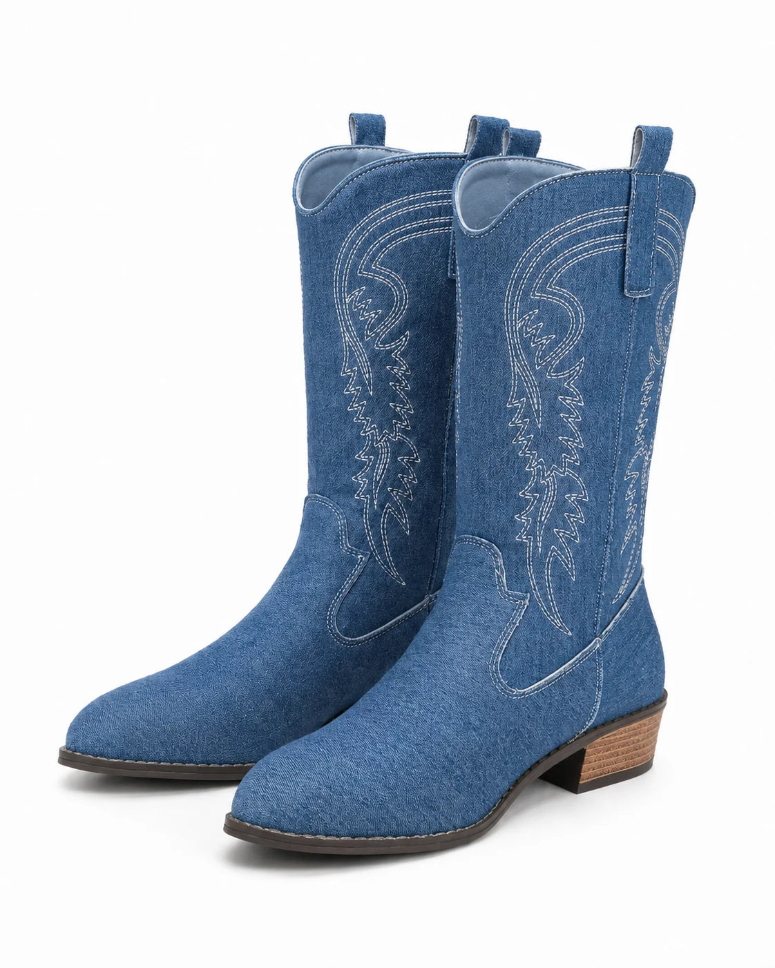 Santiags mi-mollet confort femme — Calie — Bleu