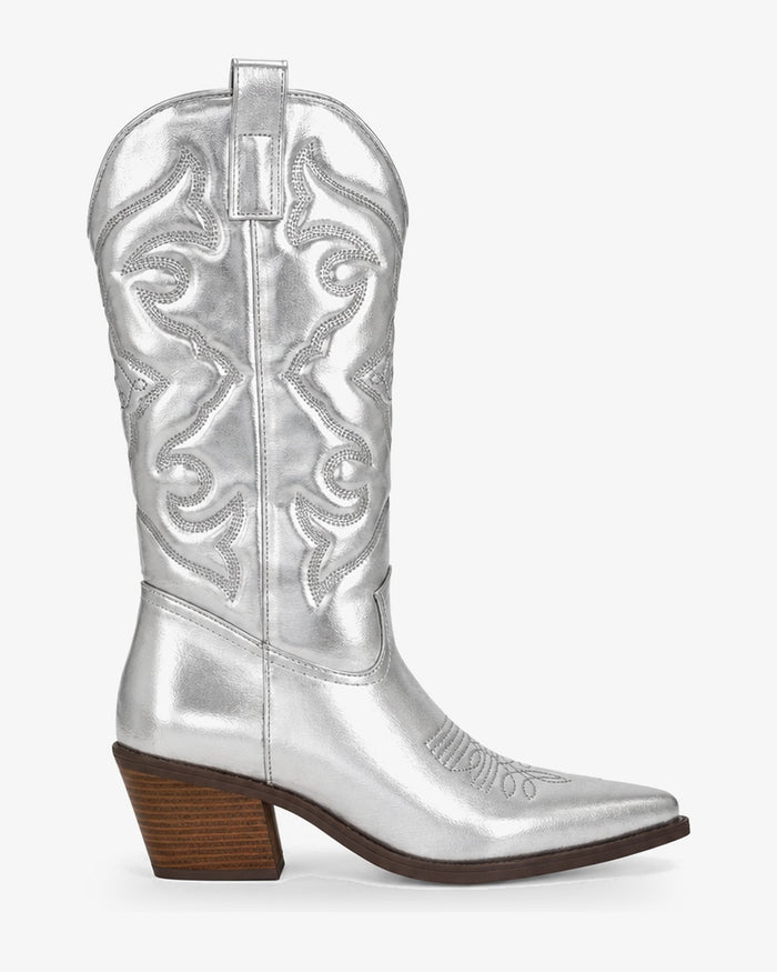 Bottines santiags métallisées femme — Vera